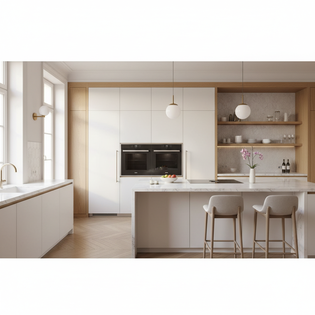 Upscale kitchen with Thermador-style appliances